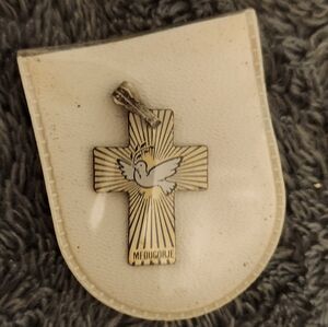 Vintage Cross Pendant With White Dove From Medugorge Gold Toned Never Worn 2/$12